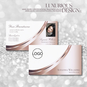 White Rose Gold Decor met Logo en Photo Luxury Visitekaartje