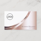 White Rose Gold Decor met Logo en Photo Luxury Visitekaartje (Voorkant)