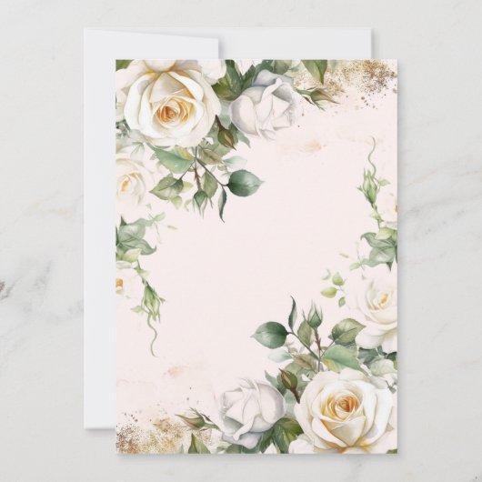 White Rose Gold Elegant Floral 50th Birthday Kaart (Achterkant)