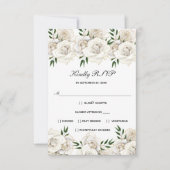 White Rose Gold Floral Formal Elegant Wedding RSVP (Voorkant)