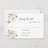 White Rose Gold Floral Formal Elegant Wedding RSVP (Voorkant)