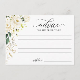 White Rose Gold Floral Greenery Woorden van Advieskaart