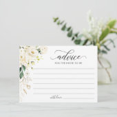 White Rose Gold Floral Greenery Woorden van Advieskaart (Staand voorkant)