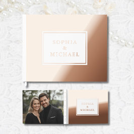 White Rose Gold Folie Gastboek Bewerkbaar Elegant Gastenboek