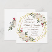 White Rose Gold Geometric Lijst Christelijk Wedden Kaart (Voorkant / Achterkant)