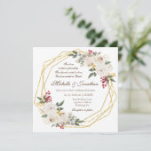 White Rose Gold Geometric Lijst Christelijk Wedden Kaart (Staand voorkant)