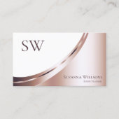 White Rose Gold Glam Decor with Monogram and Photo Visitekaartje (Voorkant)