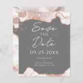 White Rose Gold Glitter Agate Save the Date (Voorkant / Achterkant)