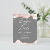 White Rose Gold Glitter Agate Save the Date (Staand voorkant)