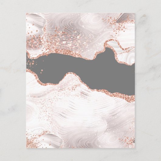 White Rose Gold Glitter Agate Save the Date (Achterkant)