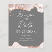 White Rose Gold Glitter Agate Save the Date (Voorkant)