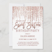 White Rose Gold Glitter Fringe Curtain Sweet 16 Kaart (Voorkant)