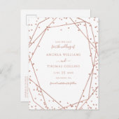 White Rose Gold Glitter Geometric Save the Date Aankondigingskaart (Voorkant / Achterkant)