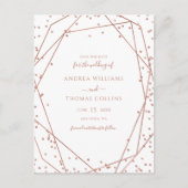 White Rose Gold Glitter Geometric Save the Date Aankondigingskaart (Voorkant)