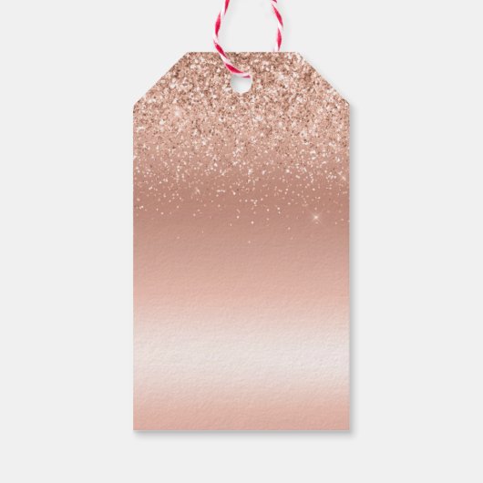 White Rose Gold Glitter Glitzy Sparkle Cadeaulabel (Achterkant)