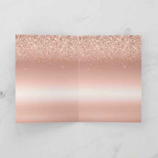 White Rose Gold Glitter Glitzy Sparkle Kaart (Binnen)