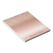 White Rose Gold Glitter Glitzy Sparkle Notitieblok (Schuin)