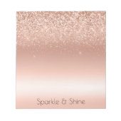 White Rose Gold Glitter Glitzy Sparkle Notitieblok (Voorkant)