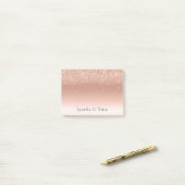 White Rose Gold Glitter Glitzy Sparkle Post-it® Notes (Op bureau)