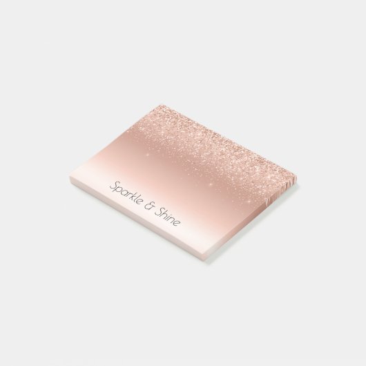 White Rose Gold Glitter Glitzy Sparkle Post-it® Notes (Schuin)