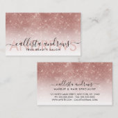 White Rose Gold Glitter Ombre Make-up Hair Salon Visitekaartje (Voorkant / Achterkant)