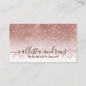 White Rose Gold Glitter Ombre Make-up Hair Salon Visitekaartje (Voorkant)