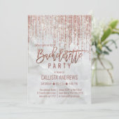 White Rose Gold Glitter Pearl Marble Bachelorette Kaart (Staand voorkant)