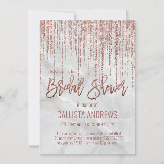 White Rose Gold Glitter Pearl Marble Vrijgezellenf Kaart (Voorkant)