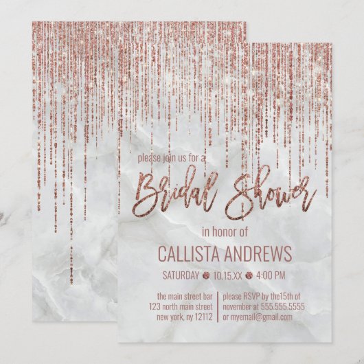 White Rose Gold Glitter Pearl Marble Vrijgezellenf Kaart (Voorkant / Achterkant)