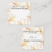 White Rose Gold Lilie Large Earring Display Kaart Vierkante Visitekaartje (Voorkant / Achterkant)