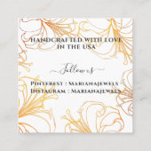 White Rose Gold Lilie Large Earring Display Kaart Vierkante Visitekaartje (Achterkant)