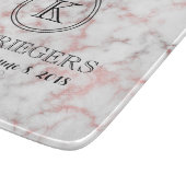 White Rose Gold Marble Monogram Weddenschap Snijplank (Hoek)