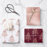 White Rose Gold Merry Christmas Tree Inpakpapier Vel<br><div class="desc">Wit Roze Rose Goud Glitzy Vrolijke Kerstboom</div>