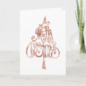 White Rose Gold Merry Christmas Tree Kaart (Voorkant)