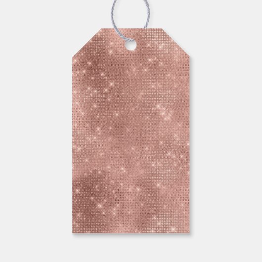 White Rose Gold Merry Christmas Tree Sparkle Cadeaulabel (Achterkant)