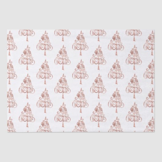 White Rose Gold Merry Christmas Tree Tissuepapier (Voorkant)
