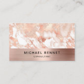 White Rose Gold Metallic Marble Consultant Busines Visitekaartje (Voorkant)