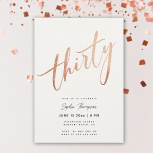 White Rose Gold Minimalist Elegant 30e verjaardag Kaart