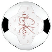 White rose gold monogram initial name girl voetbal (Gedraaid)