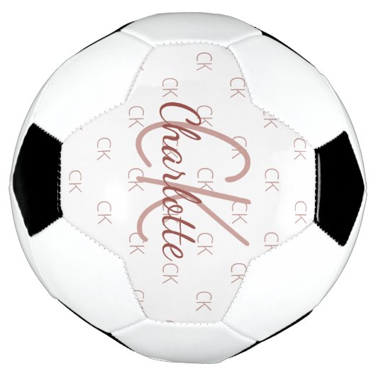 White rose gold monogram initial name girl voetbal (Gedraaid)