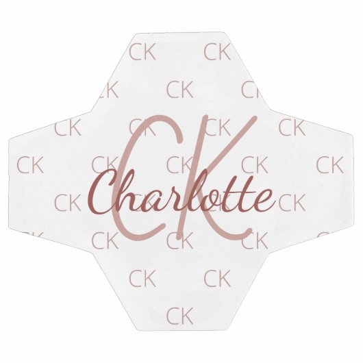 White rose gold monogram initial name girl voetbal (Enkel)