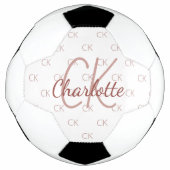 White rose gold monogram initial name girl voetbal (Voorkant)