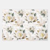 White Rose Gold Romantic Floral Inpakpapier Vel (Voorkant)