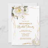 White Rose Gold Romantic Floral Kaart (Voorkant)