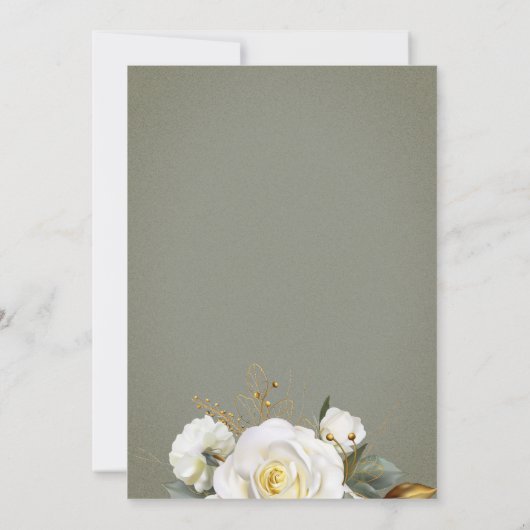 White Rose Gold Romantic Floral Kaart (Achterkant)