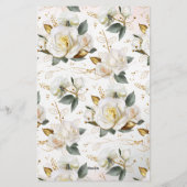 White Rose Gold Romantic Floral Stationery Briefpapier (Achterkant)