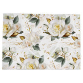 White Rose Gold Romantic Floral Wedding Groot Cadeauzakje (Achterkant)