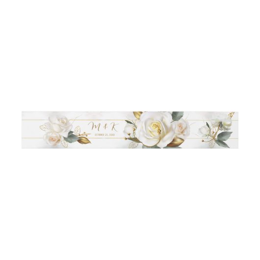 White Rose Gold Romantic Floral Wedding Uitnodigingen Wikkel (Vlak)
