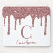 White Rose Gold Sparkle Glitter Drivers Monogram Muismat (Voorkant)