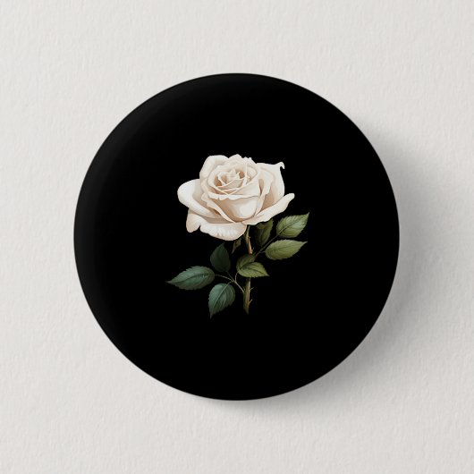 White Rose Graphic Ronde Button 5,7 Cm (Voorkant)